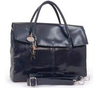Catwalk Collection Handbags - Borsa a Tracolla Grande in Pelle Porta PC 17 Pollici - Valigetta 24 Ore Donna - Scomparto Imbottito - Helena - Blu