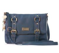 Catwalk Collection Handbags - Borsa a Tracolla in Vera Pelle - Borsa Messenger Donna - Borsa Cartella Media - Abbey Road - Blu Scuro