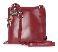 Catwalk Collection Handbags - Borsa a Tracolla in Vera Pelle - Borsetta Donna - Borsa a Mano Media - Tracolla Regolabile - Eleanor - Rosso