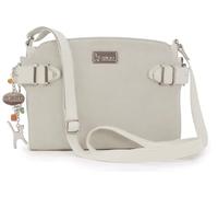 Catwalk Collection Handbags - Borsa a Tracolla in Vera Pelle e Camoscio - Borsa a Mano Media - Tracolla Regolabile - Amanda - Crema