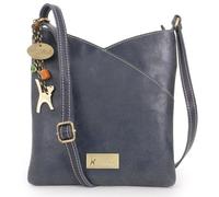 Catwalk Collection Handbags - Borsa a Tracolla Piccola in Pelle Invecchiata - Borsetta Donna - Borsa a Mano con Tracolla Regolabile - Flora - Blu