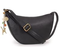 Catwalk Collection Handbags - Borsa Mezzaluna in Vera Pelle - Borsa a Tracolla Media da Donna - Borsetta a Mano - Tracolla Regolabile - Luna - Nero