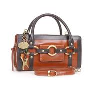 Catwalk Collection Handbags - Borsetta a Tracolla con Manico per Donna in Pelle - Borsa a Mano Piccola - Tracolla Removibile - Roma - Marrone chiaro e Marrone