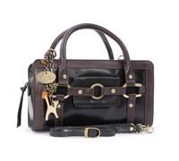 Catwalk Collection Handbags - Borsetta a Tracolla con Manico per Donna in Pelle - Borsa a Mano Piccola - Tracolla Removibile - Roma - Nero e Marrone