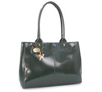 Catwalk Collection Handbags - Grande Borsa Tote in Vera Pelle - Borsa a Spalla Donna - Borsa a Mano Formato A4 da Lavoro - Kensington - Verde