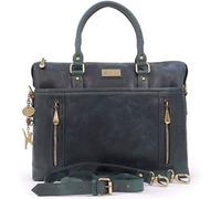Catwalk Collection Handbags - Grande Borsa Tote in Vera Pelle - Borsa a Tracolla per PC - Valigetta 24 Ore Donna - Cartella da Lavoro - Adele - Verde