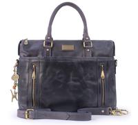 Catwalk Collection Handbags - Grande Borsa Tote in Vera Pelle - Borsa a Tracolla per PC - Valigetta 24 Ore Donna - Cartella da Lavoro - Adele - Blu