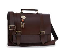Catwalk Collection Handbags - Grande Cartella a Tracolla Donna in Pelle - Borsa Messenger Lavoro - Borsa Business per Ufficio - Canterbury - Marrone