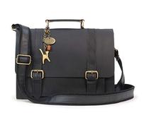 Catwalk Collection Handbags - Grande Cartella a Tracolla Donna in Pelle - Borsa Messenger Lavoro - Borsa Business per Ufficio - Canterbury - Nero