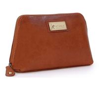 Catwalk Collection Handbags - Pochette Trucchi Donna in Pelle - Borsa Trucco Media - Beauty Case per Cosmetici - Scatola Regalo - Emma Marrone Chiaro