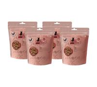 catz finefood Meatz Gatti Deliziosi pollo n. 3 - strisce di carne croccanti, carne di pollo alla griglia con biotina per pelo intero, snack per gatti senza zucchero, senza cereali (4 x 45 g)