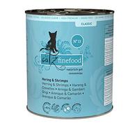 catz finefood N° 13 aringhe e gamberetti, cibo umido per gatti, raffinato con zucca e aloe vera, 6 barattoli da 800 g