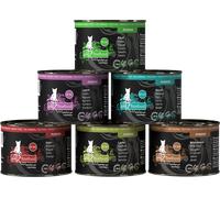 catz finefood Purrrr 6 x 200/190 g Alimento umido per gatti - Mix 2 (6 x 200/190 g): Pollo, Salmone, Cavallo, Agnello, Cervo, Cinghiale