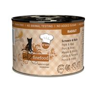 catz finefood Ragout N° 609 cibo umido per gatti e vitello - cibo umido per gatti in salsa senza cereali e zucchero ad alta percentuale di carne, 6 barattoli da 190 g