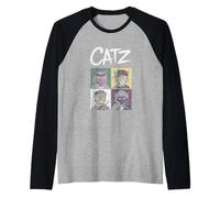 Catz, grunge, stile, gatti, carattere, pop, griglia, illustrazione Maglia con Maniche Raglan