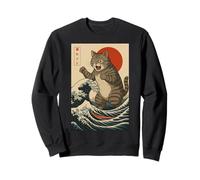 Catzilla Cat Arte Giapponese Divertente Gatto Giappone Anime Manga Tokyo Felpa