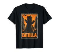 Catzilla Funny Kawaii Cat Design per Uomo Donna Lazy Chaos Maglietta