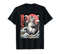 Catzilla Great Wave - Grafica Umoristica del Gatto Arte Giapponese Maglietta