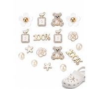 CATZUM 1 set di decorazioni per scarpe a forma di orsetto e fiorellino, con fibbie glitterate, ideali per abbellire scarpe, borse e cappelli; dal design elegante, adatte a ragazze e donne.