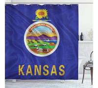 Caucasico del Kansas Tenda Doccia W240cm x L180cm Tende Doccia Antimuffa,Orlo Ponderato Impermeabile Tessuto,3D Shower Curtain con Ganci per Dormitorio Appartamento Hotel Tenda Bagno Decor M-1604