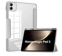 CAUHENYEE Custodia per Honor Magic Pad 3 Cover, [Tripla Protezione] Antiurto, Chiusura Magnetica, Retro Trasparente - Custodia Protettiva Sottile con Funzione Sleep e Supporto Pieghevole - Grigio