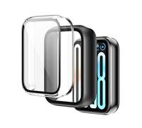 CAUHENYEE Custodia per Xiaomi Smart band 9 Pro Cover, Copertura Completa Trasparente + Custodia Protettiva Nera, Antiurto, Resistente ai Graffi, Confezione da 2