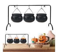 Cauldron Bowl, Cauldron Candy Dish, Iron Pot Bucket, Halloween Themed Serving Design, Multipurpose Decorative Container for Treat, Kitchen, Dining, Home Decoration, Porch, Outdoor Table, Black