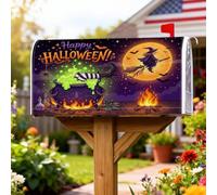 Cauldron - Coperture magnetiche per cassetta delle lettere, fantasiosa strega spettrale, luna, Halloween, viola, decorazione per cortile, 45,7 x 53,3 cm