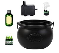 Cauldron Diffuser, Halloween Black Witch Pot with Floating Potion Bottles, Bubbling Mist Jar for Holiday Decorations, Spooky Outdoor Entryway Yard Setup, Haunted House or Backyard