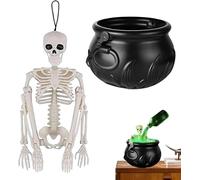 Cauldron Halloween Decor With Floating Potion Bottles And Diffuser Skeleton Potion Witches Cauldrons, For Table, Mantel, Or Kitchen Party Decor