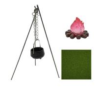 Cauldron in Miniatura, Mini Cauldron 1:12 Halloween con Accessori per la casa delle Bambole di falò e tappe