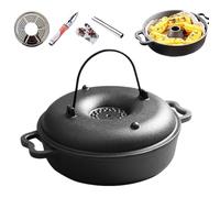 Cauldron Pot for Cooking, Non-Stick Cookware with Handle, Cast Iron Camp Dutch Oven Pot with Lid for Frying, Roasting, Stewing, Grilling, Baking, Outdoor and Indoor Meal Prep