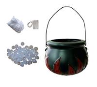 Cauldron Pot - Halloween Cauldron - 14,5 cm Halloween Pot Candy Holder Transparent Pvc Battery Operated 3 Not Included with Light Cord Pearl Cotton Party Decor Bubble Bowl Display