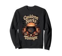Cauldron Sparks at Midnight Funny Magic Halloween Felpa