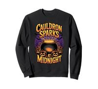 Cauldron Sparks at Midnight Funny Magic Halloween Felpa