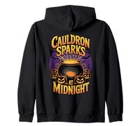 Cauldron Sparks at Midnight Funny Magic Halloween Felpa con Cappuccio