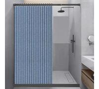 CAULO Tenda da Doccia Pieghevole per Bagno Tenda da Doccia con aspirazione Magnetica su Due Lati Tenda da Bagno in Lino Spesso (Blue 100 * 200cm)