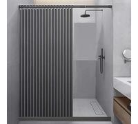 CAULO Tenda da Doccia Pieghevole per Bagno Tenda da Doccia con aspirazione Magnetica su Due Lati Tenda da Bagno in Lino Spesso (Grizzle 100 * 200cm)