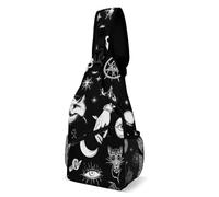 Causal Borsello A Tracolla Skull Cat Moon Gothic Boards Eyes Black Borsa A Tracolla Tattica Moda,Antifurto Borsa Crossbody per Viaggio Palestra Trekking