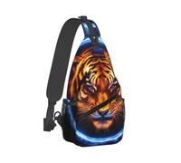 Causal Borsello A Tracolla Space Tiger Blue Fire Art Borsa A Tracolla Militare Multifunzionale Zainetto per Viaggio Trekking Uso Quotidiano