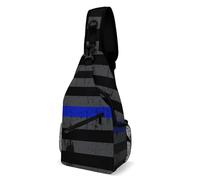 Causal Borsello A Tracolla Thin Blue Line Vintage Retro American Flag Black Borse Petto Unisex,Multiuso Zainetto per Viaggio Trekking Moto