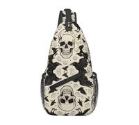 Causal Borsello Uomo Halloween Goth Skulls Art Borsa Sul Petto Multifunzionale Petto Borsa per Ciclismo Moto Donna