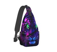 Causal Zaino A Monospalla Purple Galaxy Sky Wild Animals Tiger Borsa A Tracolla Militare Moda Borsa Pettorale per Palestra Donna Uomo