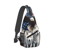 Causal Zaino A Monospalla Wolves And Wolf American Flag Borsa A Tracolla Tattica Pratica Tattico Borsetta per Ciclismo Palestra Trekking