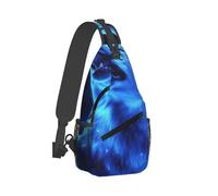 Causal Zaino Monospalla Blue Universe Galaxy Magic Wolf In The Space Borsa Sul Petto Multiuso Borsa Crossbody per Campeggio Alpinismo Donna