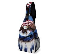 Causal Zaino Monospalla Boho Totem Native American Flag Eagle Dream Catcher Borsa Sul Petto Moda,Antifurto Zainetto per Viaggio Uomo Palestra