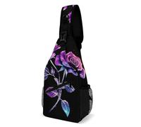 Causal Zaino Monospalla Colorful Flower Roses Borsa Sul Petto Multifunzionale,Multiuso Zainetto per Alpinismo Ciclismo Uso Quotidiano