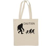 Caution Danger Big Foot May Attack - Borsa tote in cotone naturale, colore: Bianco