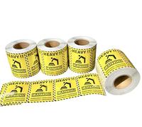 Caution Heavy Warning Label Stickers, 2.000 etichette, dimensioni 80 mm x 60 mm, giallo e nero, forte adesivo permanente, con traduzione