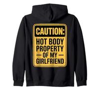 Caution Hot Body Property of My Girlfriend Felpa con Cappuccio